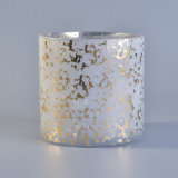 Glass Candle Holder with Gold Foil Finish