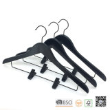 Hh Black Adjustable Clips Wooden Suit Wooden Clothes Hanger Hangers for Jeans