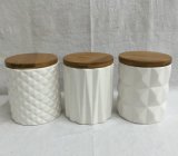 Simple Home Decor White Ceramic Candle Holder with Lid
