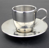 Healthcare Safe Stainless Steel 304 Coffee Cup with Saucer
