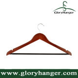 Top Cherry Wooden Hangers for with Non-Slip Grooved Bar, Wholesale Suit Rack