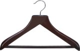 Hotel Wooden Clothes Hanger with Anti-Slip Rubber Teeth Bar