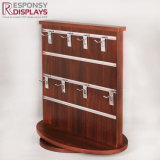 Countertop Rotatable Wooden Mobile Phone Shell Display Rack Accessories Display with Removable Hooks