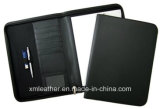 Zipper Closure Leather Conference Holder, File Folder with Writing Pad