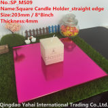 4mm Medium Square Dark Rose Glass Mirror Candle Holder
