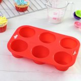 6 Round Cavities Non-Stick Silicone Baking Mold for Cup Cakes Mini Cakes
