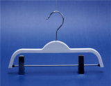 Wholesale White Plastic Hanger with Metal Bar and Clips