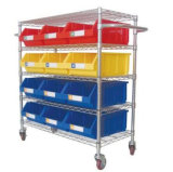 Durable Wire Shelving Trolley with Bins Unit (WST3614-003)