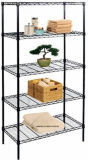 Black Epoxy Coated 5 Tier Adjustable Steel Wire Shelf Shelving for Bathroom Home Storage Rack System