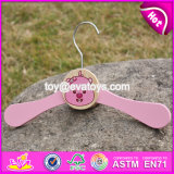 New Design Lovely Pink Wooden Hangers for Baby Clothes W09b071