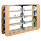 Modern Library Furniture Wrought Iron Double Side Bookshelf
