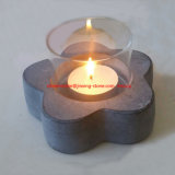 Flower Shape Stone Marble Tealight Candle Holder with Glass Hurricane