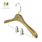 Vintage Wooden Clothes Hanger with Nickel Flat-Square Hook