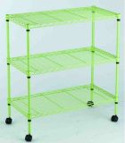Colorful 3 Tiers Mini Metal Bath Wire Shelving Rack with Wheels