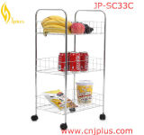 Jp-Sc33 3 Tiers White Painting Kitchen Trolley with Wheels