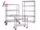 Wire Shelf with Caster, Shelving Cart, Customized Mobile Storage Shelves