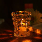 Small Size Glass Votive Candle Holder with Embossed Pattern