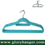 Colourful Plastic Velvet Hanger, Flocked Hanger 45cm