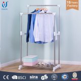 Double Rod Clothes Hanger with Wheels Stand