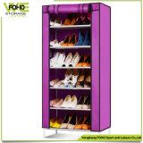 Rental Housing Purple Cover Iron Frame Collapsible Foldable Shoe Rack