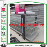 Supermarket Metal Gondola Shelvings for Cosmetics with Top LED Lamp
