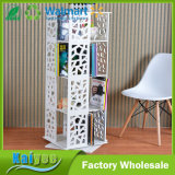 White Multilayer 360 Rotate Wooden Book Shelf Rack
