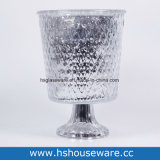 Diamond Slivery Glass Hurricane Candle Holder