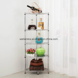 Multipurpose 4-Tier Kitchen Beverages Storage Chrome Metal Corner Wire Shelf Rack Stand