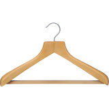 Straight Wooden Suit Hanger with Anti-Slip Bar