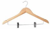 Wooden Female Straight Hanger with Clips