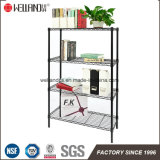 Multi-Functional Durable 4 Shelves Black Epoxy Coated Metal Storage Wire Rack