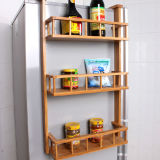 Carbonized Bamboo 3 Tiers Hanging Shelf for Kitchen Fridge
