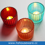Vertical Stripes Style Multicolor Glass Candle Holder