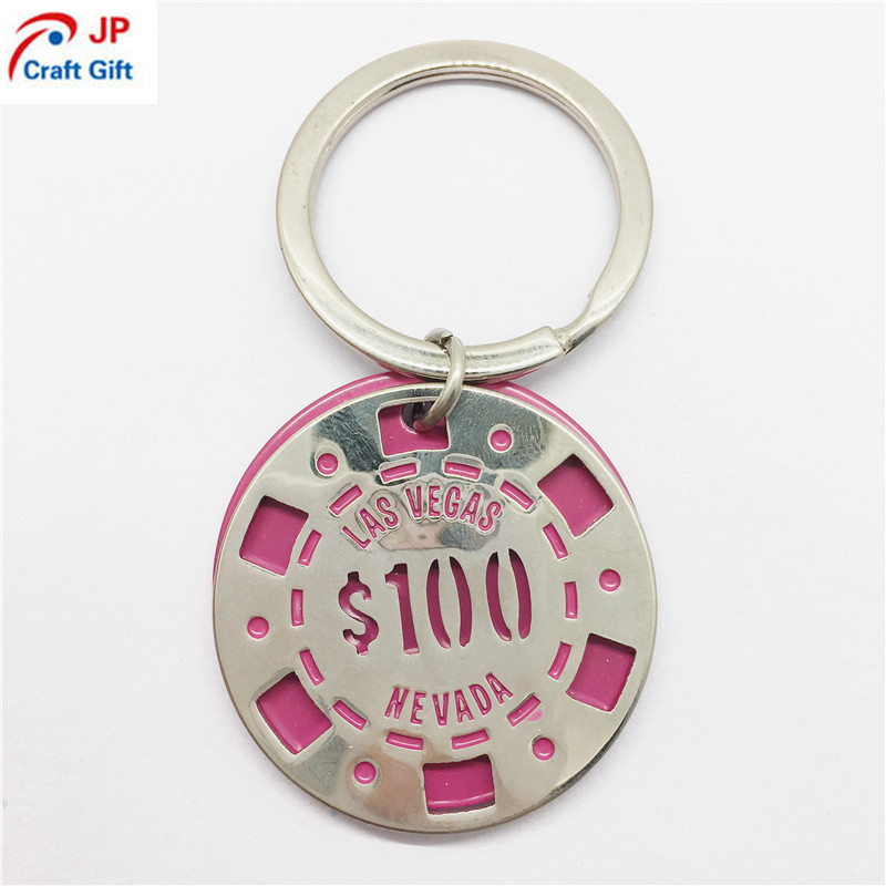 High Quality Creative Paint Pink Metal Keychain