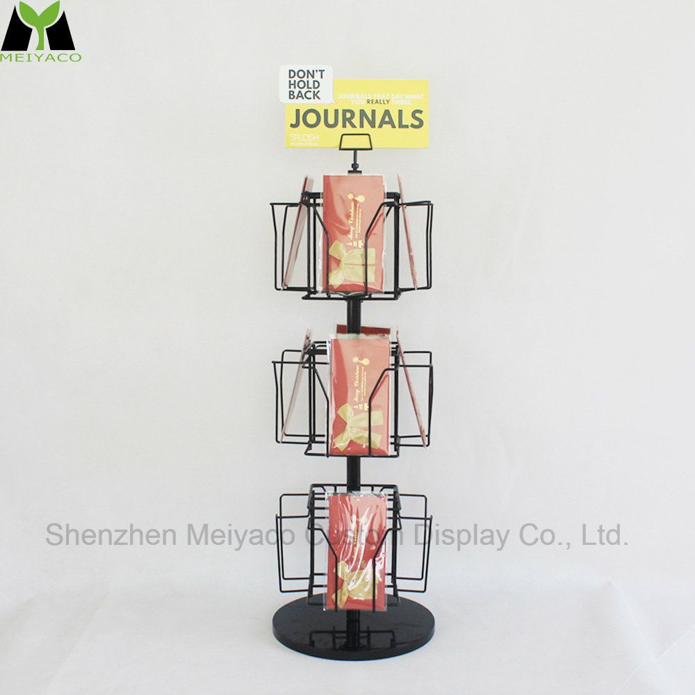3 Layer Rotary Greeting Card Book Small Countertop Display Rack