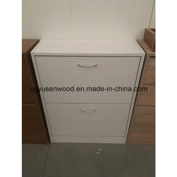 White Melamine Two Doors Shoe Cabinet