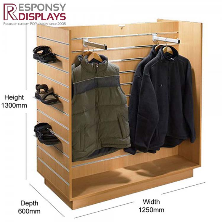 POS System Wooden Plate Mens Suit Clothes Display Rack