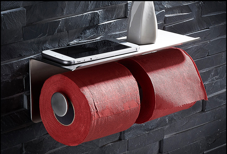 Inox Stainless Steel Double Toilet Roll Holder Bathroom Accessories Toilet Paper Holder 8821