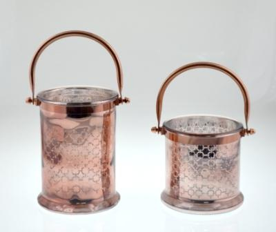 Glass Candle Holder with Iron Handle for Chiristmas