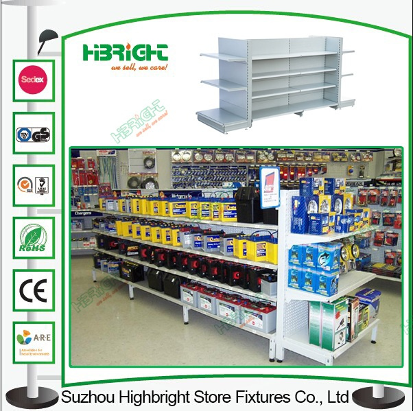 Peforated Super Market Metal Display Shelf Shop Shelving Racks