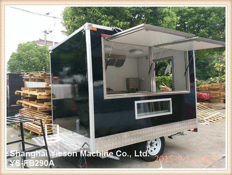 2.9m Black Glass Re-Enforced Panel Coffee Trailer Pizza Trailer