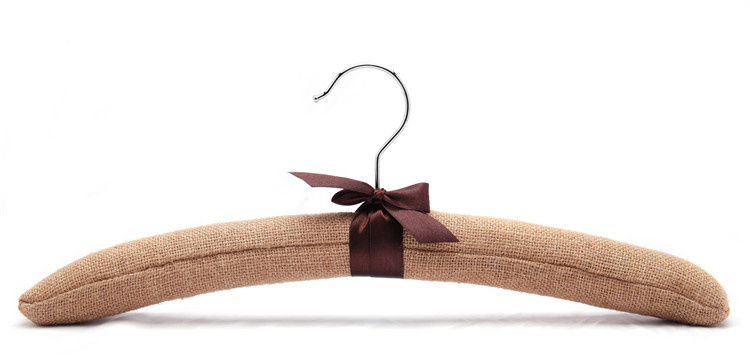 Household Vintage Style Linen Wrapper Wooden Hanger with Silk Bownot