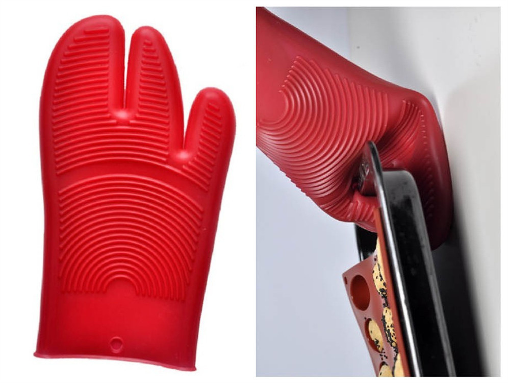 Silicone Hot Kitchen Pot Holder Glove Oven Mit (EB-93256-2)