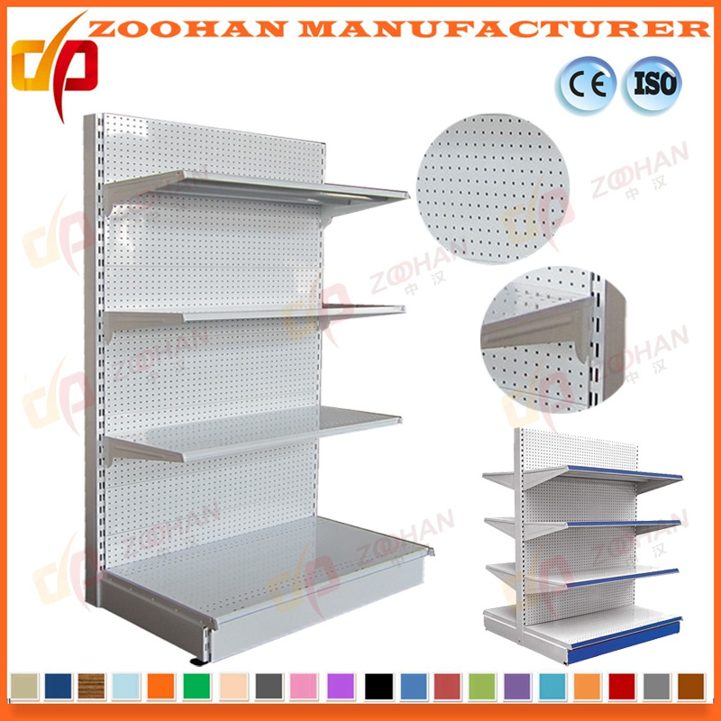Good Quality Metal Punched Holes Supermarket Display Shelf Shelves (Zhs129)