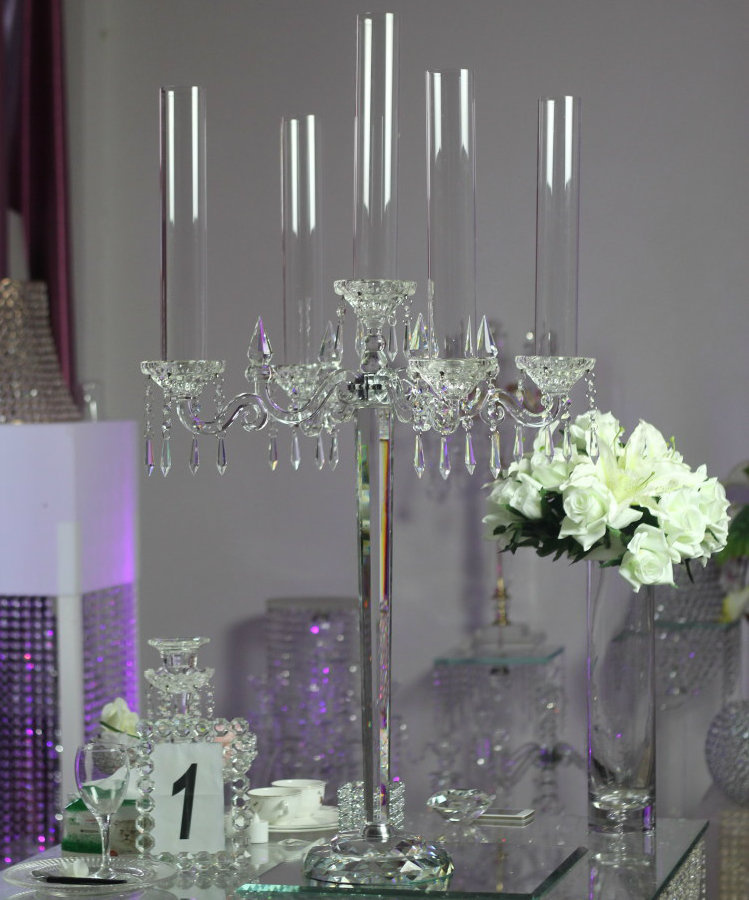 Crystal Candelabra Wedding Centerpieces, Wedding Crystal Candelabra 5 Arms