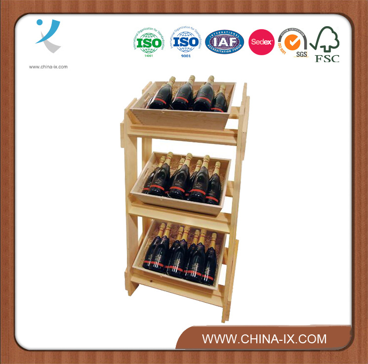 Retail Wooden Display Rack & 3 Large Wooden Trays Set