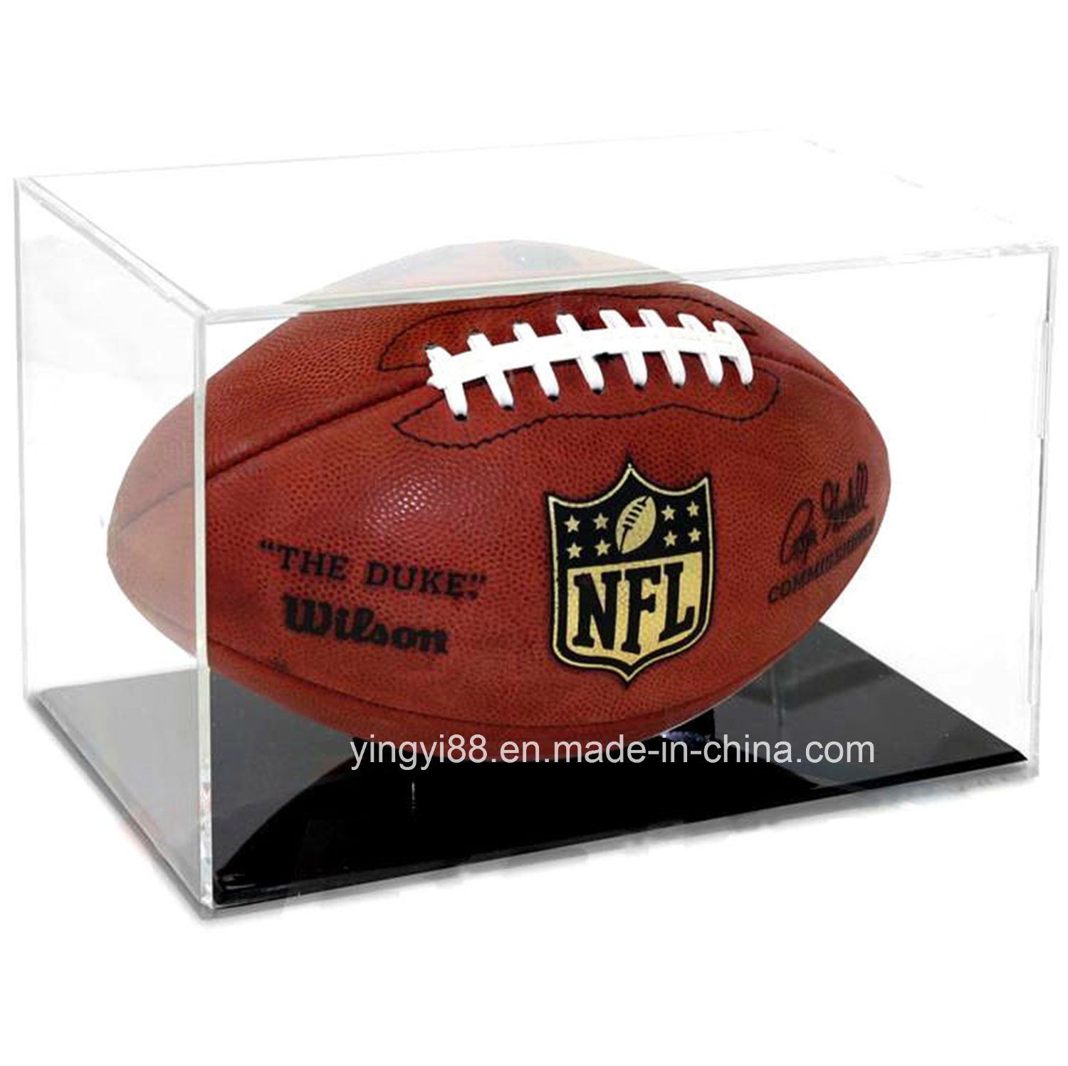 New Full Size Acrylic Football Display Case with Black Base