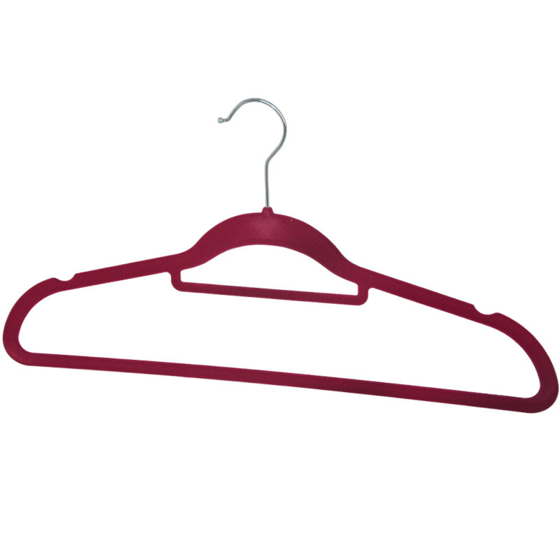 Wholesale Plastic Non Slip Velvet Flocked Clothes Hangers