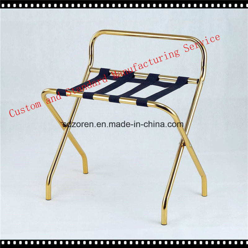 Hotel Room Passenger Folding Suitcase Stand Luggage Rack- Gold Finish