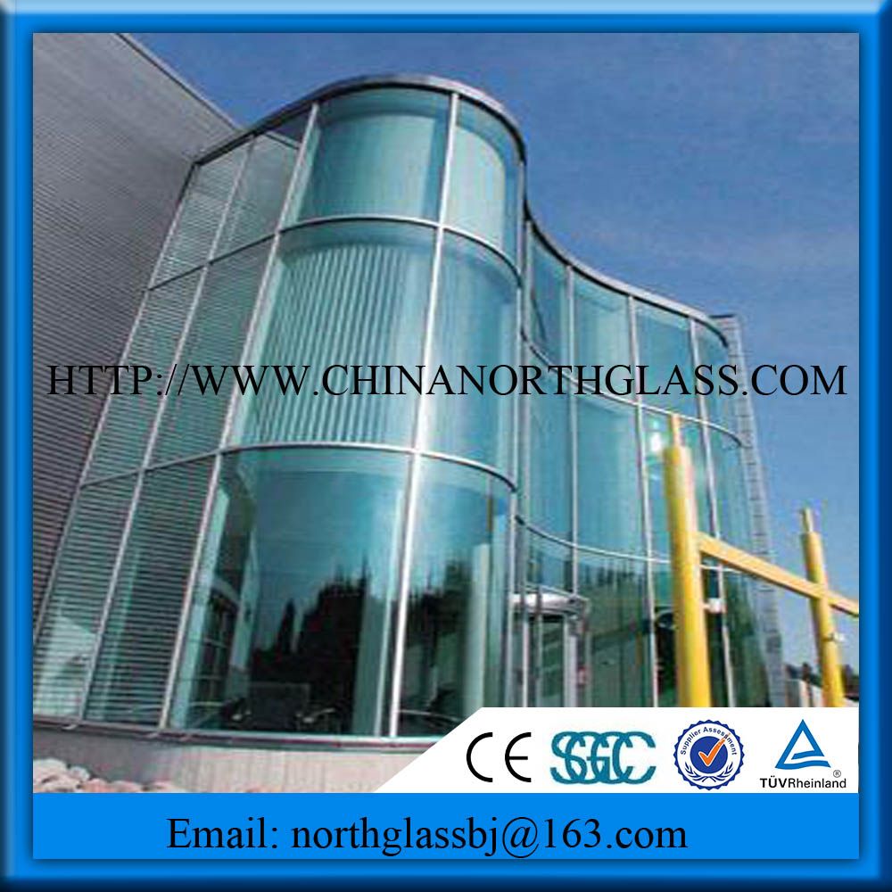 Exterior Wall Clear Curved Bent Tempered Glass